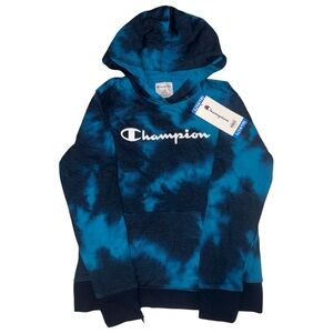 Champion Electric Blue & Navy Tie-Dye Hoodie-L